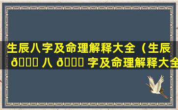 生辰八字及命理解释大全（生辰 🐋 八 🕊 字及命理解释大全详解）